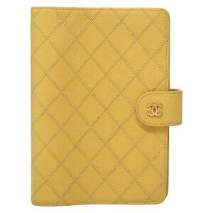 CHANEL Bicolore Day Planner Cover Grained Calf Skin Yellow Gold CC